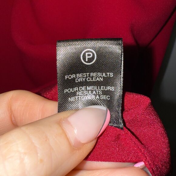 Halston Heritage V Neck Draped Sleeve Dress - Crimson 6 - Picture 8 of 9